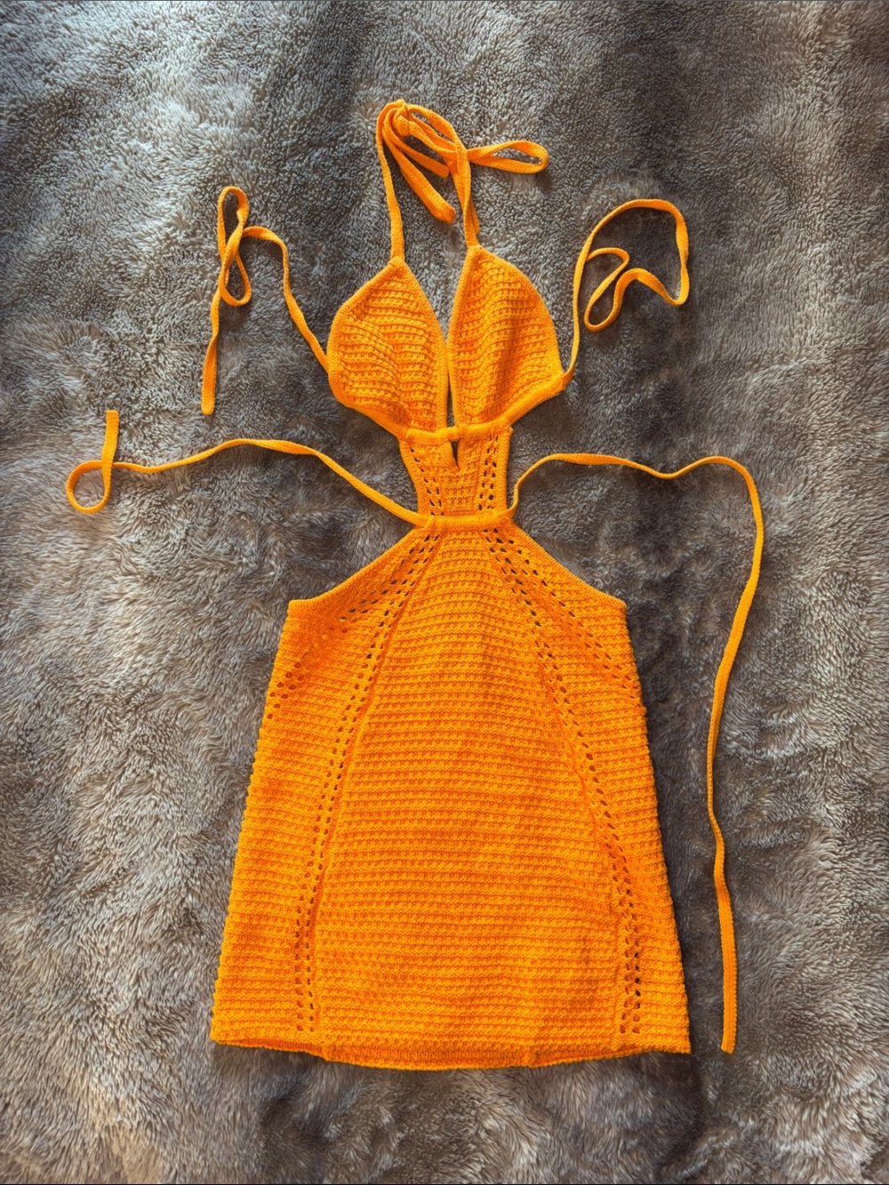 Babyboo Orange Crochet Cutout Mini Dress 🍊
